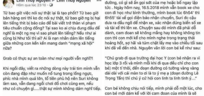 CA Tây Hồ: Tài xế Grab quấy rối tình dục bé gái 9 tuổi chưa đến mức xử lý hình sự - Ảnh 1.