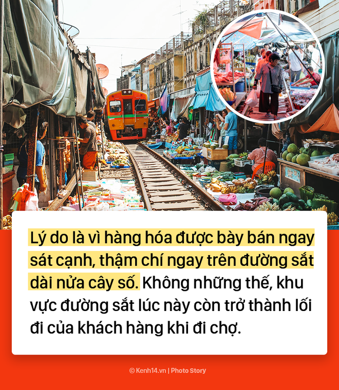 Ở Thái Lan có 1 khu chợ nằm chình ình ngay trên đường ray tàu hỏa - Ảnh 2.