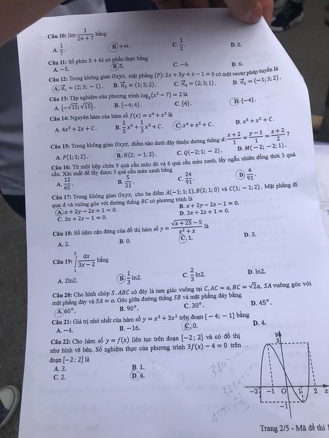 Gợi ý đáp án 24 mã đề thi môn Toán kỳ thi THPT Quốc gia 2018 - Ảnh 23.