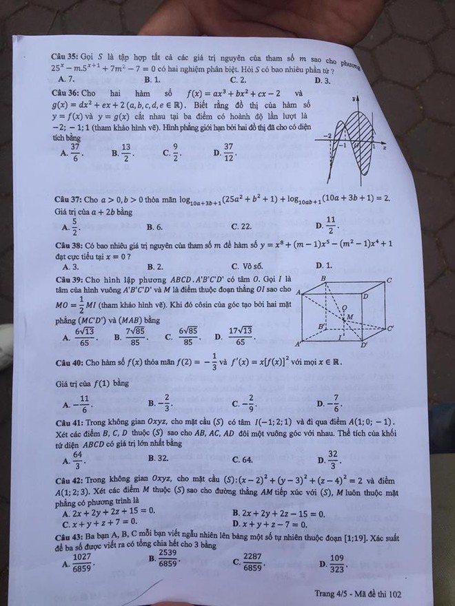 Gợi ý đáp án 24 mã đề thi môn Toán kỳ thi THPT Quốc gia 2018 - Ảnh 20.
