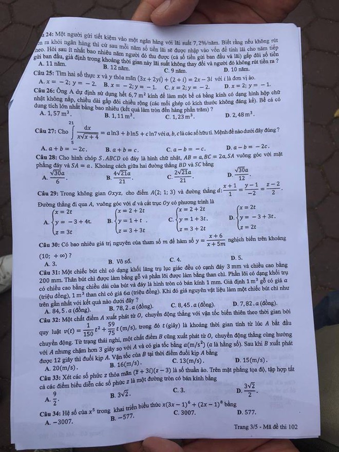 Gợi ý đáp án 24 mã đề thi môn Toán kỳ thi THPT Quốc gia 2018 - Ảnh 19.