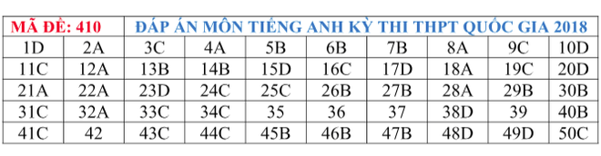 Gợi ý đáp án tất cả các mã đề thi môn Ngoại ngữ kỳ thi THPT Quốc gia 2018 - Ảnh 12.