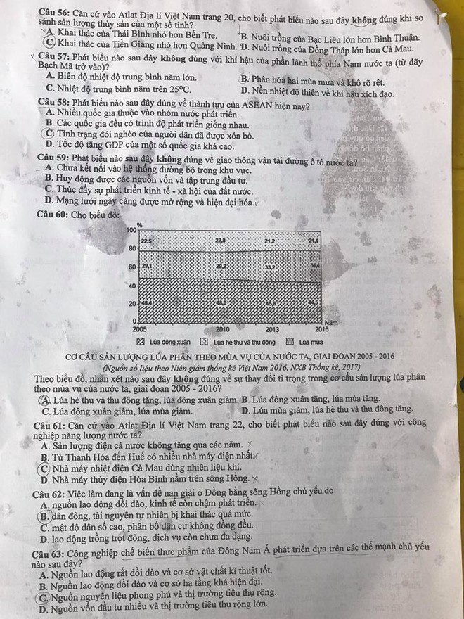 Gợi ý đáp án các mã đề thi môn Địa lý trong kỳ thi THPT Quốc gia 2018 - Ảnh 13.