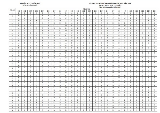 Đáp án chính thức 9 môn thi THPT Quốc gia 2018 - Ảnh 5.