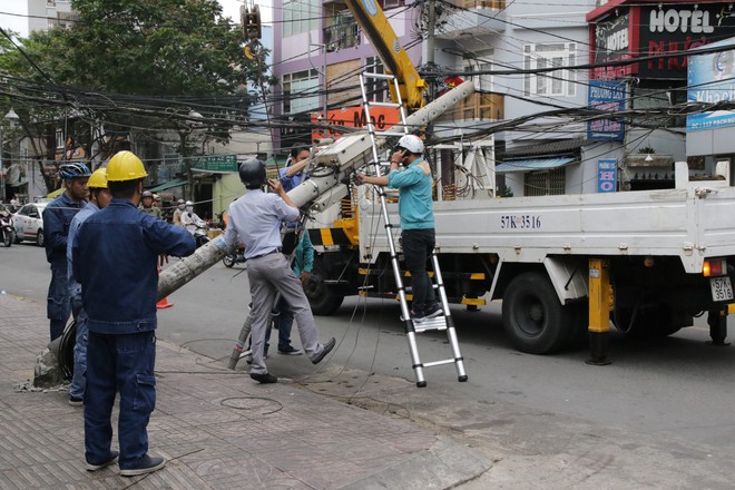 Sài Gòn xuất hiện gió lốc lớn, nhiều cây xanh bị quật ngã bật gốc - Ảnh 2.