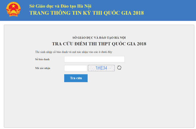 Tra cứu điểm thi THPT Quốc gia 2018 