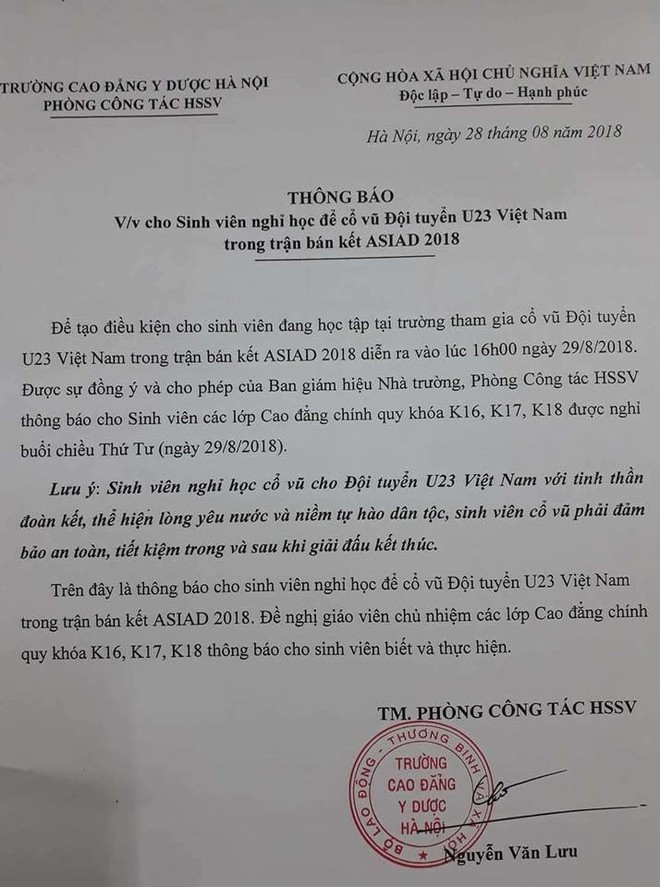 Nhiều công ty, trường học cho nghỉ để cổ vũ trận U23 Việt Nam gặp U23 Hàn Quốc - Ảnh 3.