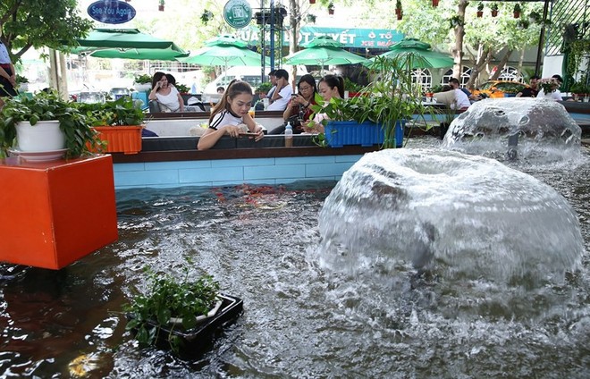 Trải nghiệm uống cà phê giữa hồ cá Koi tiền tỉ ở Sài Gòn - Ảnh 4.