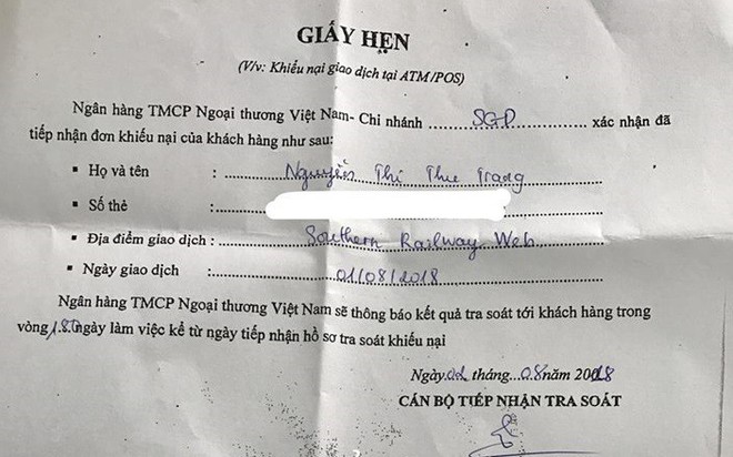 Hơn 60 triệu đồng trong thẻ Visa Vietcombank “không cánh mà bay” - Ảnh 3.