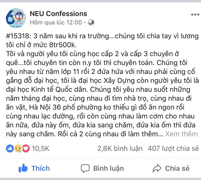 Tâm sự bị người yêu 8 năm bỏ vì lương chỉ có 8 triệu, chàng trai bị chỉ trích vì 1 lý do - Ảnh 1.