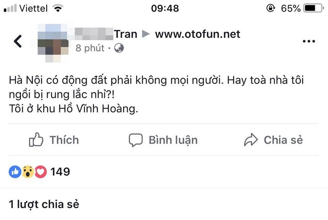 Dân mạng đua nhau đăng status than bị chao đảo vì động đất ở Hà Nội - Ảnh 2.