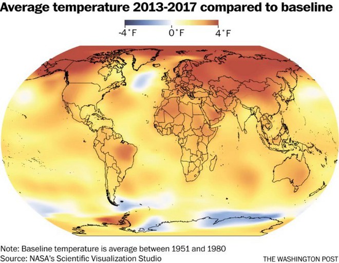 2017 là một trong ba năm nóng nhất trong lịch sử khí hậu - Ảnh 1.