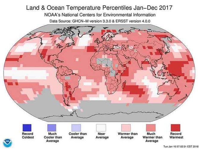 2017 là một trong ba năm nóng nhất trong lịch sử khí hậu - Ảnh 2.