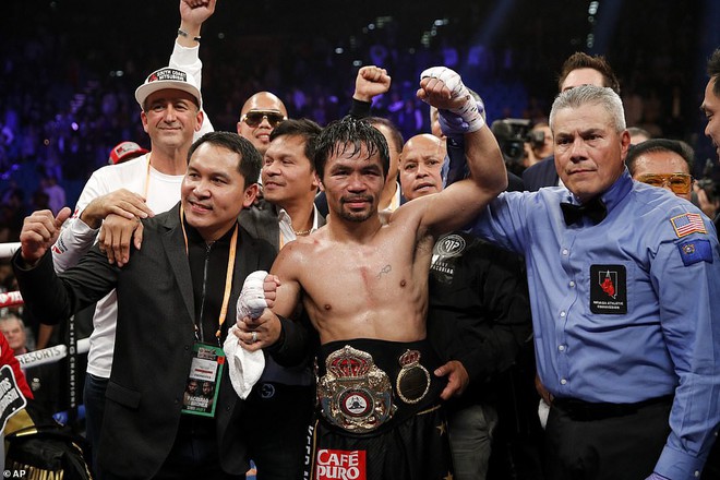 Hạ gục võ sĩ Mỹ sau 12 hiệp nghẹt thở, Pacquiao lập tức tuyên chiến Mayweather - Ảnh 3.