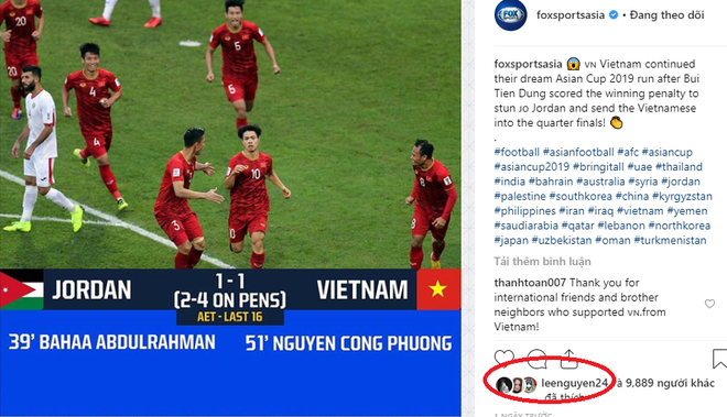 Lee Nguyễn âm thầm theo dõi Asian Cup 2019, cặm cụi like các hình ảnh của ĐT Việt Nam - Ảnh 2.