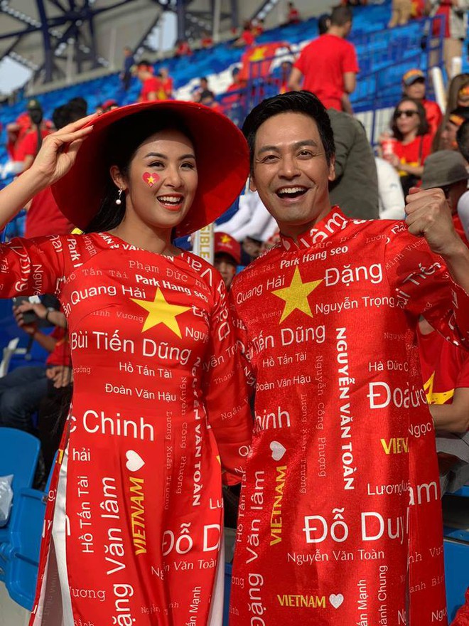 Không khí trận Việt Nam - Nhật Bản tại Dubai: Hoa hậu Ngọc Hân, MC Phan Anh gây chú ý - Ảnh 5.