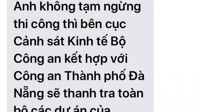 Tự xưng cán bộ Tổng cục 2, nhắn tin đe dọa Giám đốc Ban quản lý dự án ở Đà Nẵng - Ảnh 1.