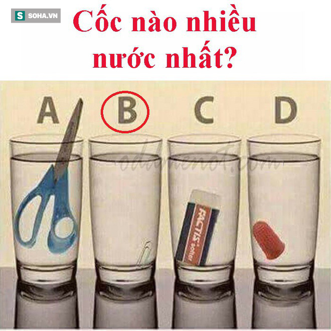 Thách thức 3 giây: Chiếc cốc nào nhiều nước nhất? - Ảnh 2.