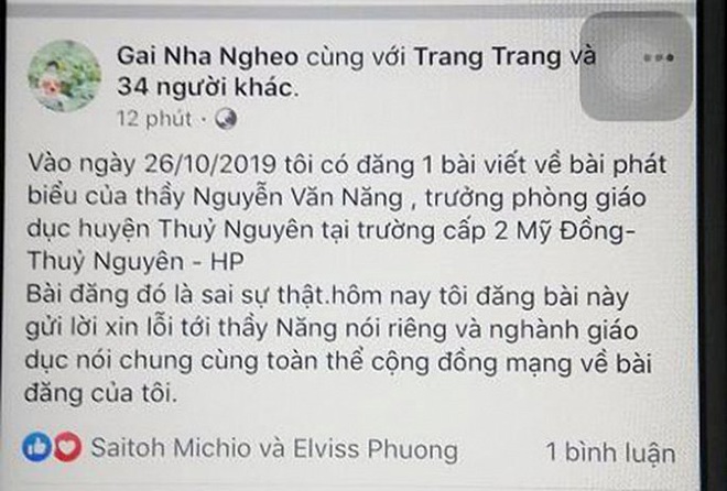 Bịa đặt lời phát biểu của Trưởng phòng Giáo dục rồi đăng lên Facebook bị phạt 5 triệu đồng - Ảnh 1.