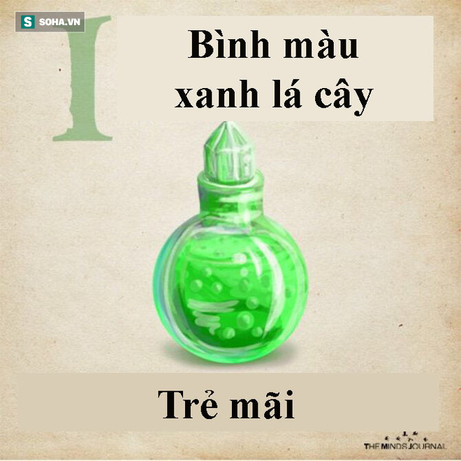 Chọn bình thuốc tiên nào cũng sẽ tiết lộ ao ước của bạn: Trẻ mãi không già? - Ảnh 2.