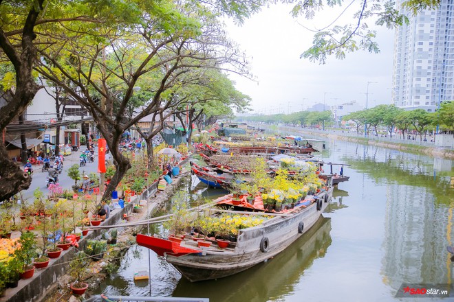 Ngắm nhìn chợ hoa lớn nhất Sài Gòn tấp nập thuyền bè ngày cuối năm - Ảnh 2.