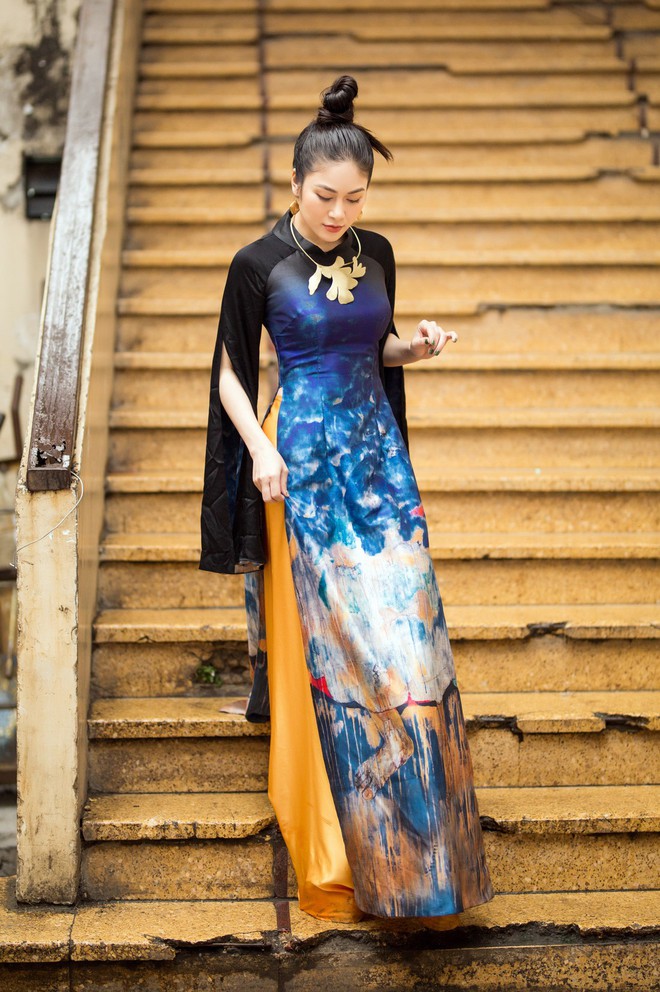 Hoa hậu Tuyết Nga thu hút sự chú ý khi diện áo dài xuống phố - Ảnh 6.