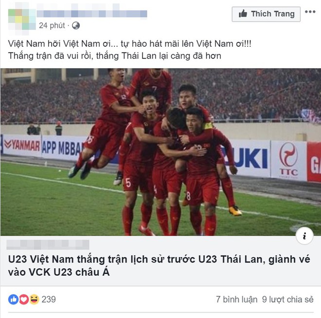 Việt Nam thắng trận lịch sử trước U23 Thái Lan, sự phấn khích tràn ngập khắp mạng xã hội - Ảnh 3.