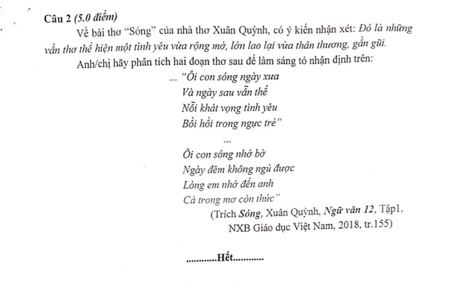 Chi tiết đề thi và đáp án môn Ngữ văn kỳ thi thử THPT quốc gia 2019 ở Hà Nội - Ảnh 2.