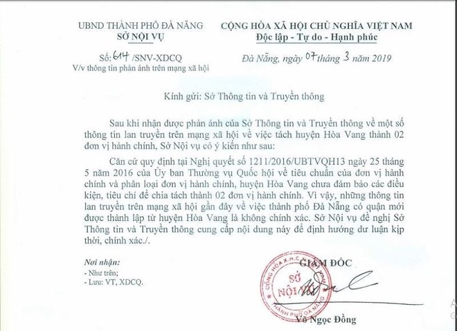 Vụ cò đất tung tin Đà Nẵng lập quận mới: Sở Nội vụ lên tiếng - Ảnh 1.