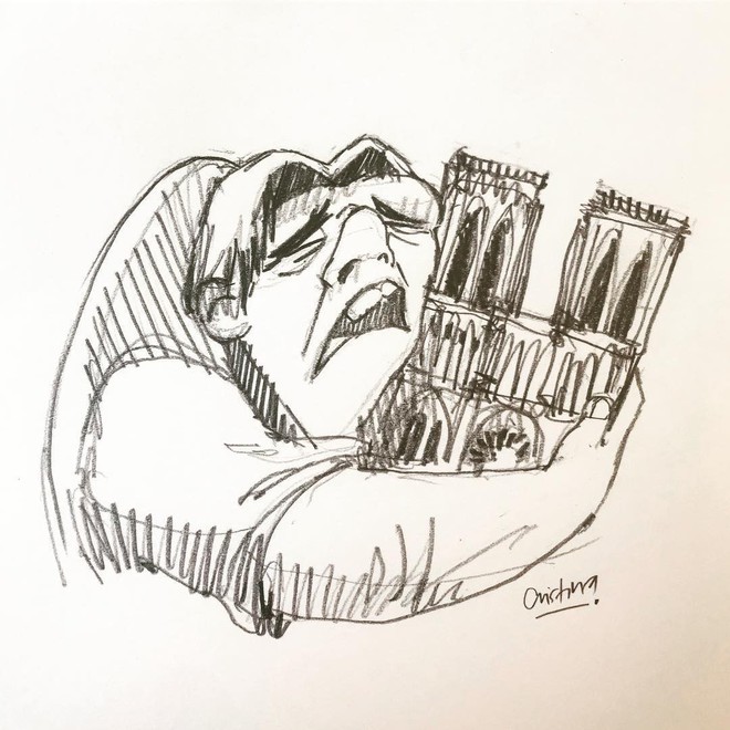Người dân khắp thế giới đồng loạt chia sẻ những bức vẽ cầu nguyện cho Nhà thờ Đức Bà Paris sau vụ cháy - Ảnh 1.