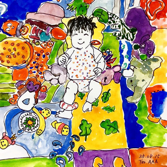 Gia đình sống tứ xứ, vợ chồng cụ ông vẽ hàng nghìn bức tranh kể chuyện cho con cháu trên Instagram làm lay động MXH - Ảnh 9.