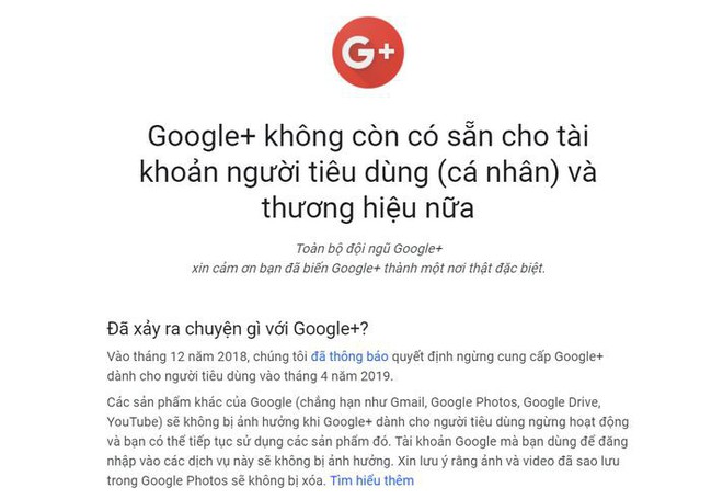Google+: Mạng xã hội sát thủ của Facebook đã chính thức bị khai tử - Ảnh 1.