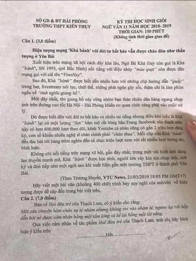 Khá bảnh với đời tư bất hảo được đưa vào đề thi học sinh giỏi Ngữ văn - Ảnh 1.