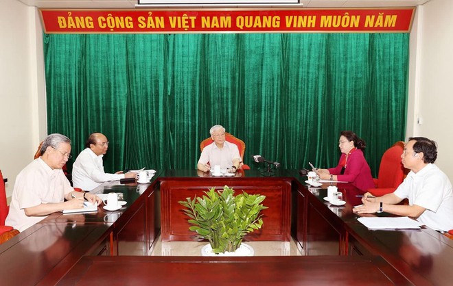 Tổng Bí thư, Chủ tịch nước Nguyễn Phú Trọng chủ trì họp lãnh đạo chủ chốt - Ảnh 1.