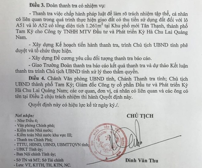 Chính thức Thanh tra đất vàng của vợ cựu bí thư Quảng Nam - Ảnh 1.