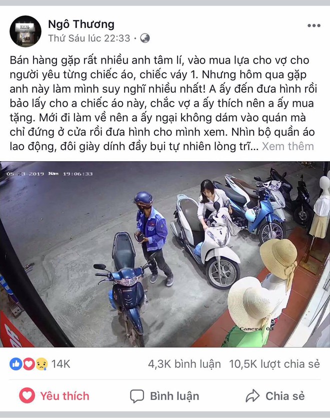 Nam công nhân quần áo lấm lem đứng trước cửa hàng thời trang và hành động khiến người chủ ấn tượng - Ảnh 1.