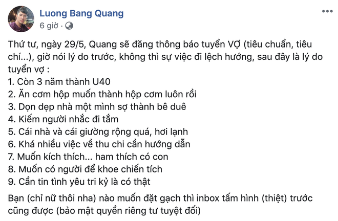 Vẫn ngủ chung với Ngân 98 dù đã chia tay, Lương Bằng Quang lại bất ngờ tuyển vợ, đọc lý do ai cũng choáng  - Ảnh 1.