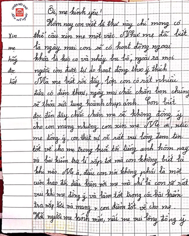 Bị cấm dùng điện thoại, bé gái lớp 7 viết thư thuyết phục mẹ: Xin hãy đọc hết! - Ảnh 1.