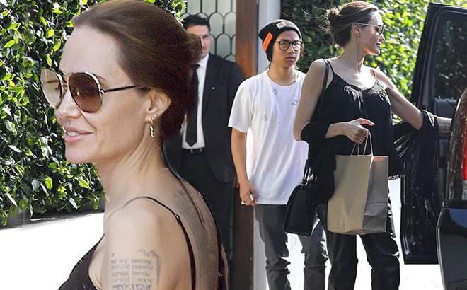 Angelina Jolie mặc áo 2 dây trẻ trung, khoe loạt hình xăm ...