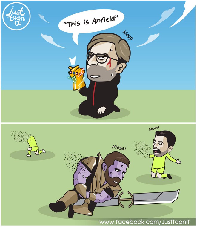 Ảnh chế: Iron Man Klopp búng tay, Thanos Messi tan biến vào cát bụi - Ảnh 1.