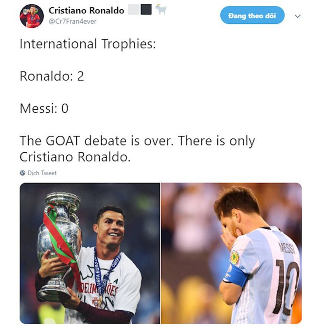 Messi bị troll không thương tiếc trên mạng xã hội sau khi Ronaldo giành thêm danh hiệu với ĐT Bồ Đào Nha - Ảnh 5.