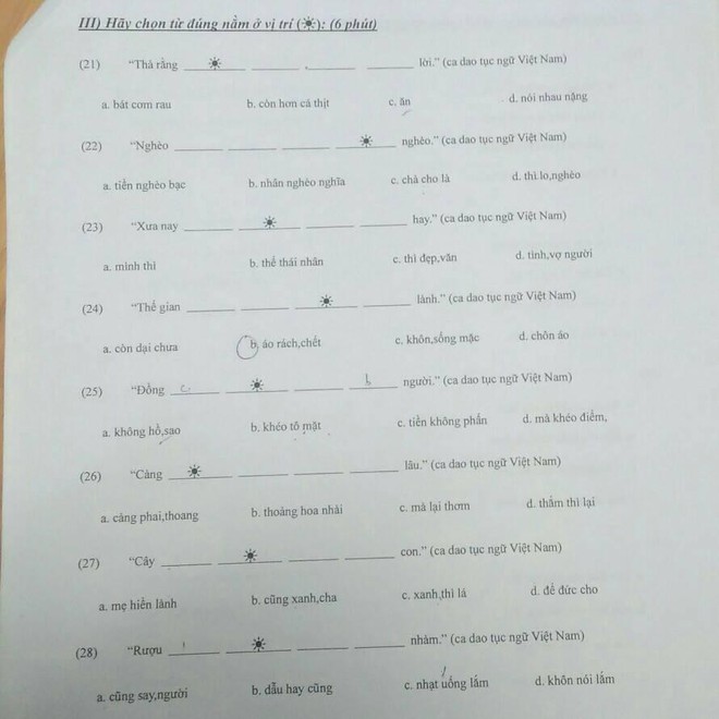 Đề thi Tiếng Việt thử tài ca dao tục ngữ dành cho người nước ngoài khiến dân mạng vò đầu bứt tai không làm được - Ảnh 1.