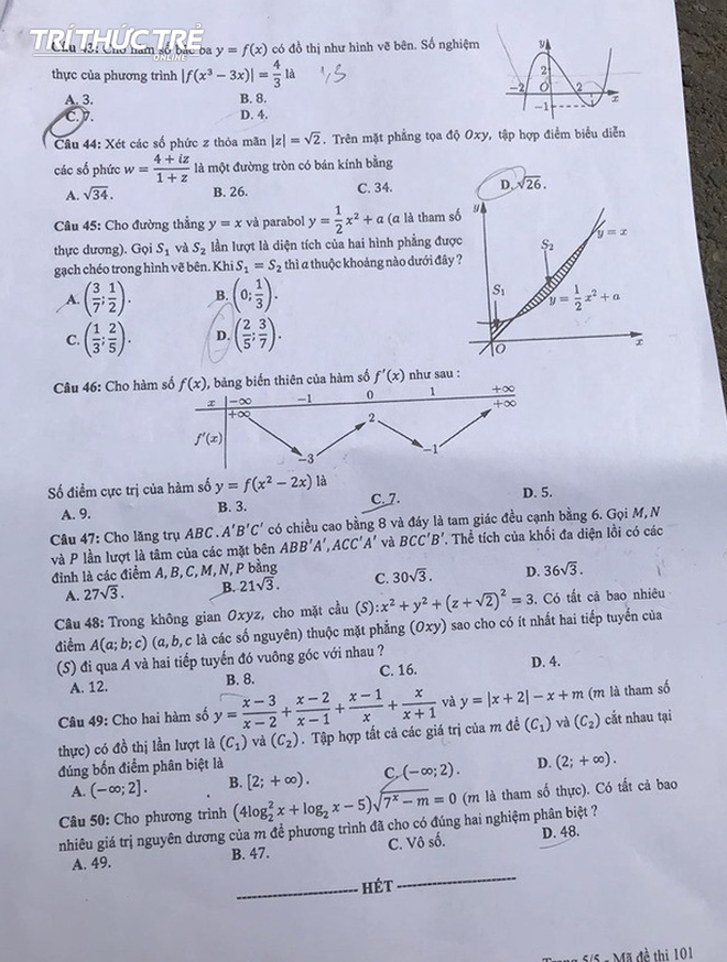 Cập nhật đáp án thi môn Toán THPT Quốc gia 2019 tất cả các mã đề - Ảnh 27.