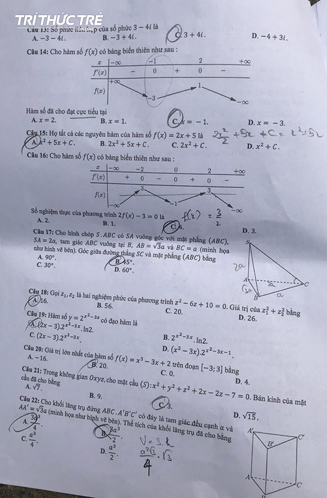 Cập nhật đáp án thi môn Toán THPT Quốc gia 2019 tất cả các mã đề - Ảnh 24.