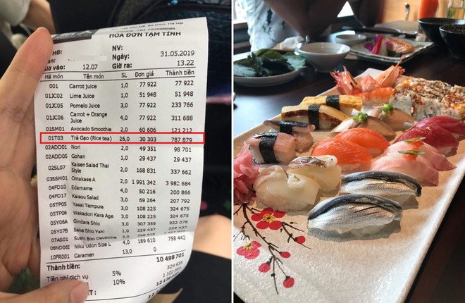 Khách tố đi ăn sushi 7 triệu, riêng tiền trà 1 triệu: Nhân Sushi Kim Mã phản ứng bất ngờ - Ảnh 1.
