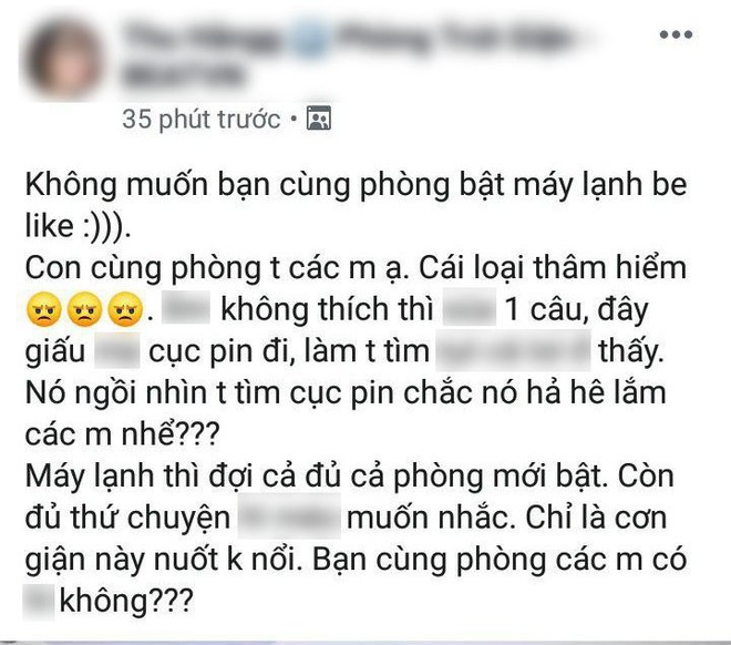 Tố bạn cùng phòng trọ giấu pin điều khiển vì không muốn mình bật điều hòa, cô gái bị dân mạng chỉ ra điểm đáng khinh - Ảnh 1.