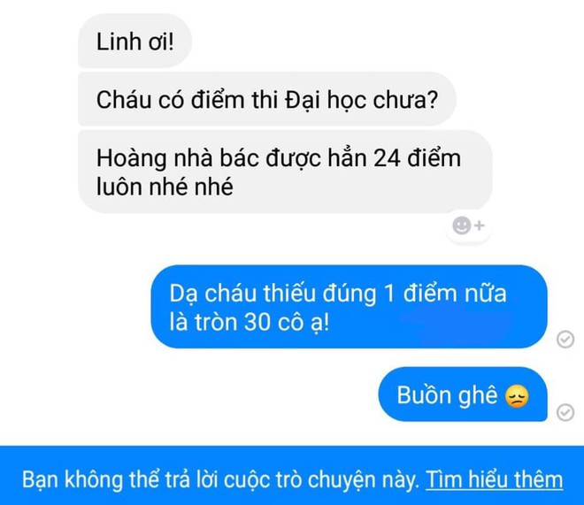 Khoe con thi Đại học được 24 điểm, bà cô nhận câu phản dame cực gắt đến mức phải vội vàng block - Ảnh 1.