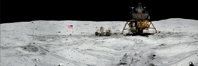 Nhân ngày trọng đại, NASA chơi lớn với loạt ảnh panorama đầy mê hoặc về Mặt Trăng - Ảnh 4.