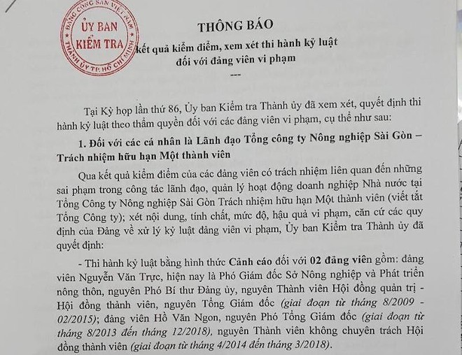 Phó Giám đốc Sở NN&PTNT TP.HCM bị cảnh cáo - Ảnh 1.