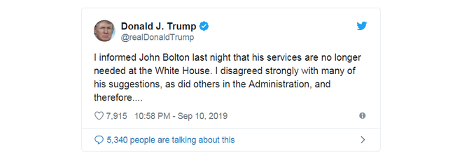 TT Trump bất ngờ sa thải cố vấn an ninh Mỹ John Bolton, ông Bolton vội thanh minh - Ảnh 1.